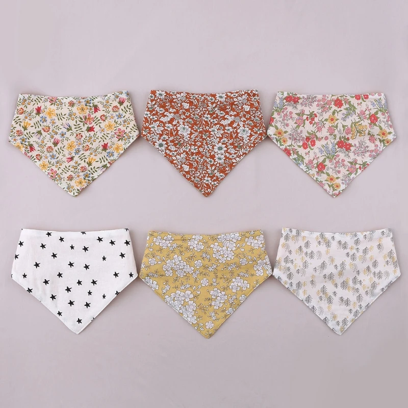

Baby Feeding Drool Bib Double Sided Snap Button Saliva Towel Triangle Burp Cloth