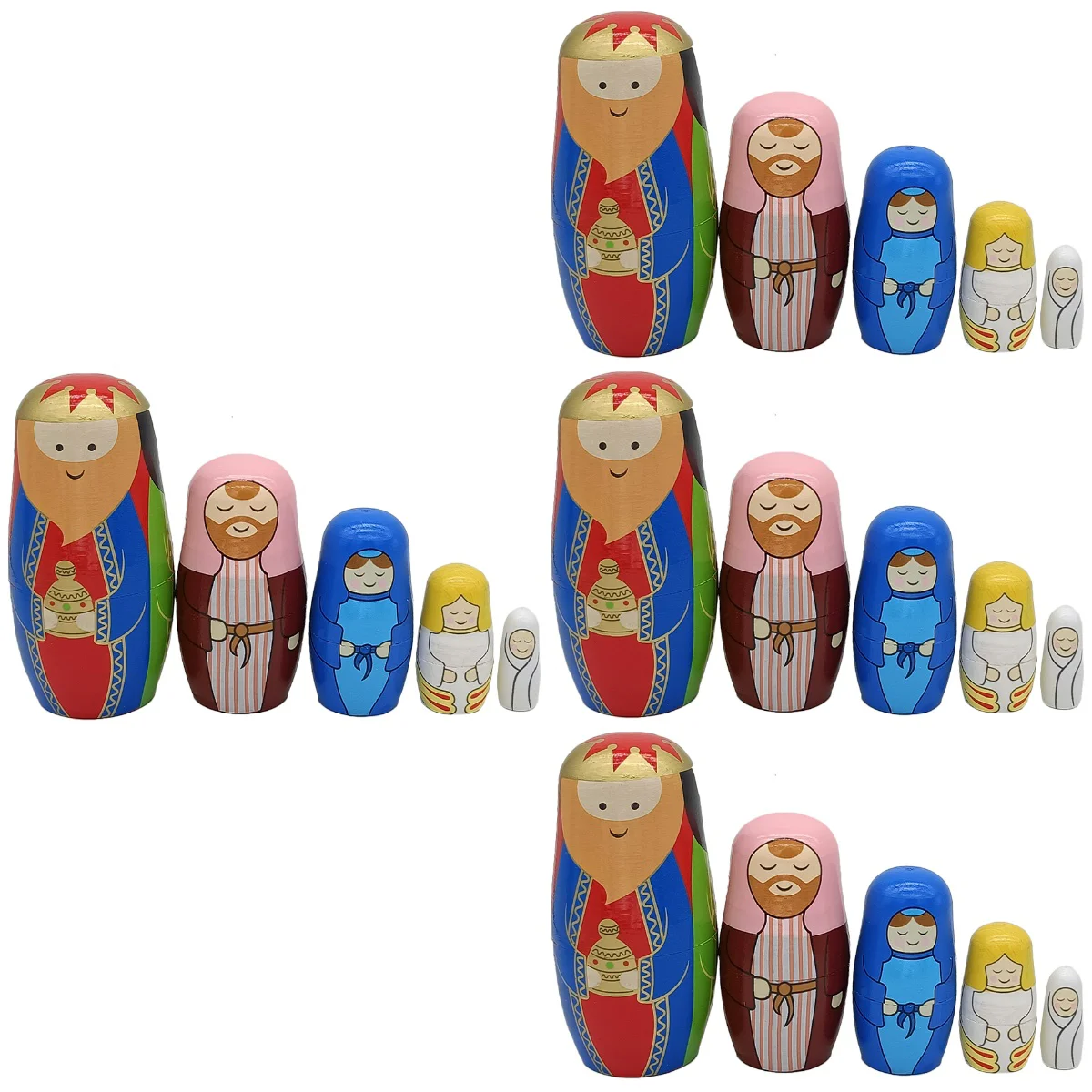 

4 Sets of Desktop Wood Adornments Dolls Toys for Kids Delicate Russian Nesting Dolls