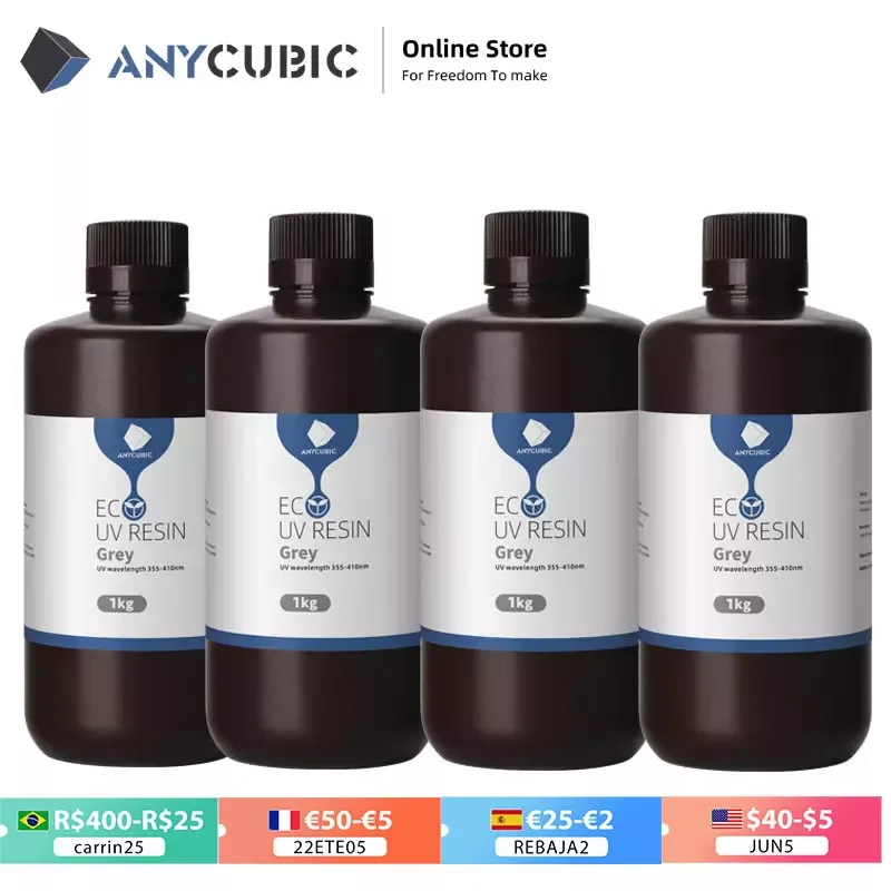 

УФ-смола ANYCUBIC на основе растений, 405 нм, 2 кг, 4 кг, для 3D принтера Photon Mono LCD без неприятных химикатов, жидкие материалы для 3D-печати