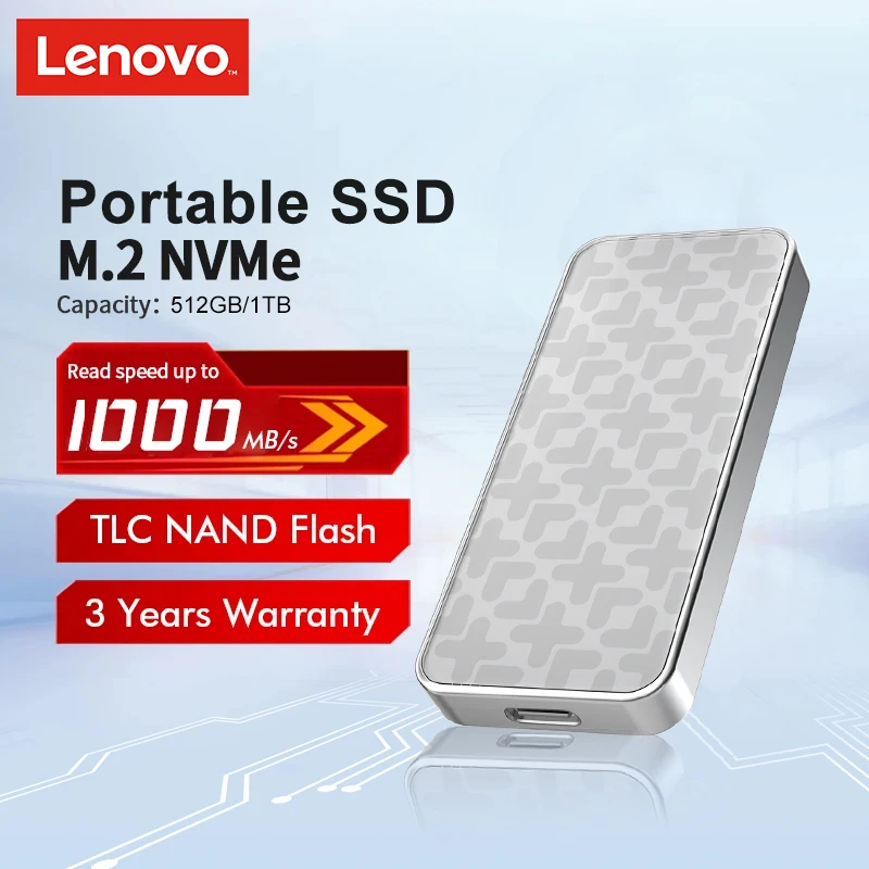 Lenovo Portable M2 SSD NVMe 512 ГБ 1 ТБ Внешний жесткий диск Высокоскоростной мобильный