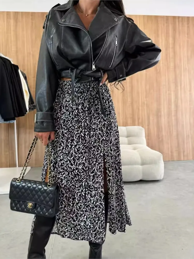 Осенние сексуальные макси-юбки с леопардовым принтом женские юбки