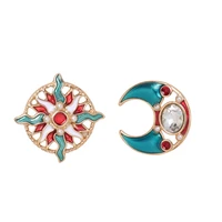 ethnic boho bohemian vintage enamel crystal pearl moon sun stud earring for women fashion retro luxury western style earring