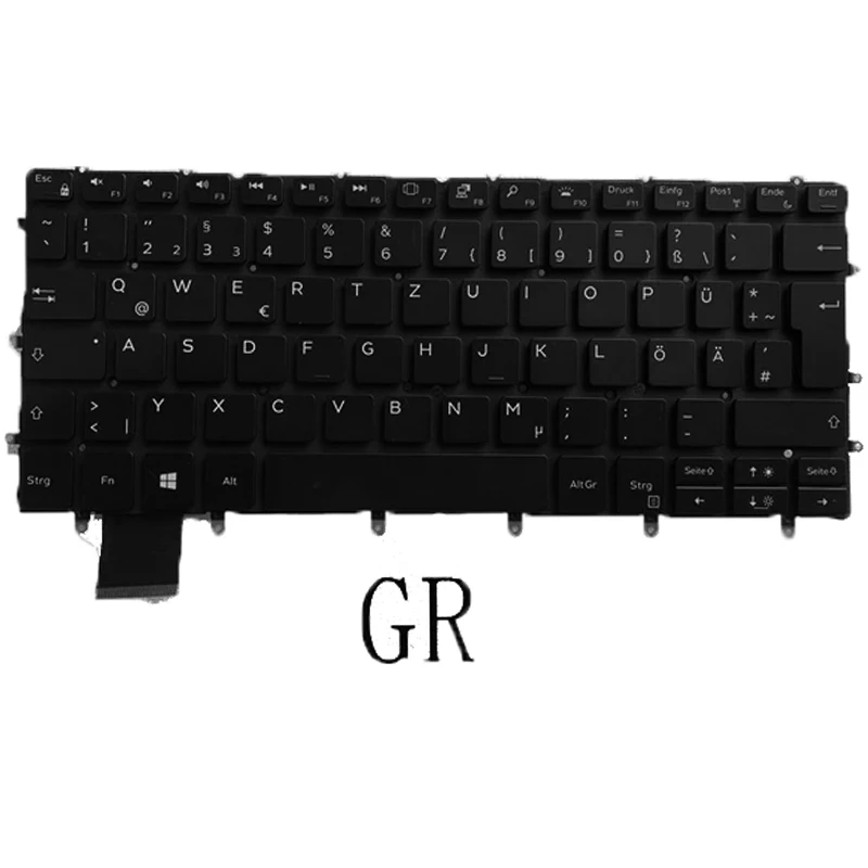 Немецкая клавиатура для ноутбука с подсветкой Dell XPS 9370 9380 13 7390 P82G GR макет