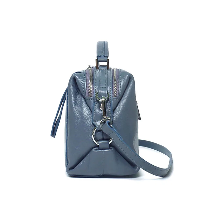 Casual Women Square Bags Designer Handbags Soft Real Leather Crossbody Shoulder Bag Lady Wrestling Grain Cowhide Double Zipper
