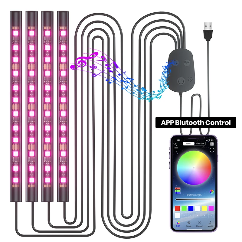 Внешний интерьер автомобиля оригинальная светодиодная RGB лампа USB 3 клавиши