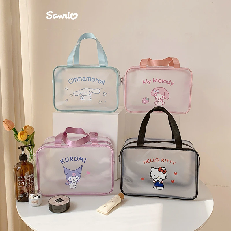 

Kawaii Sanrio My Melody Handbag Anime Hello Kitty Kuromi Transparent Portable Makeup Bag Cinnamoroll Toiletry Bag Beach Bath Bag