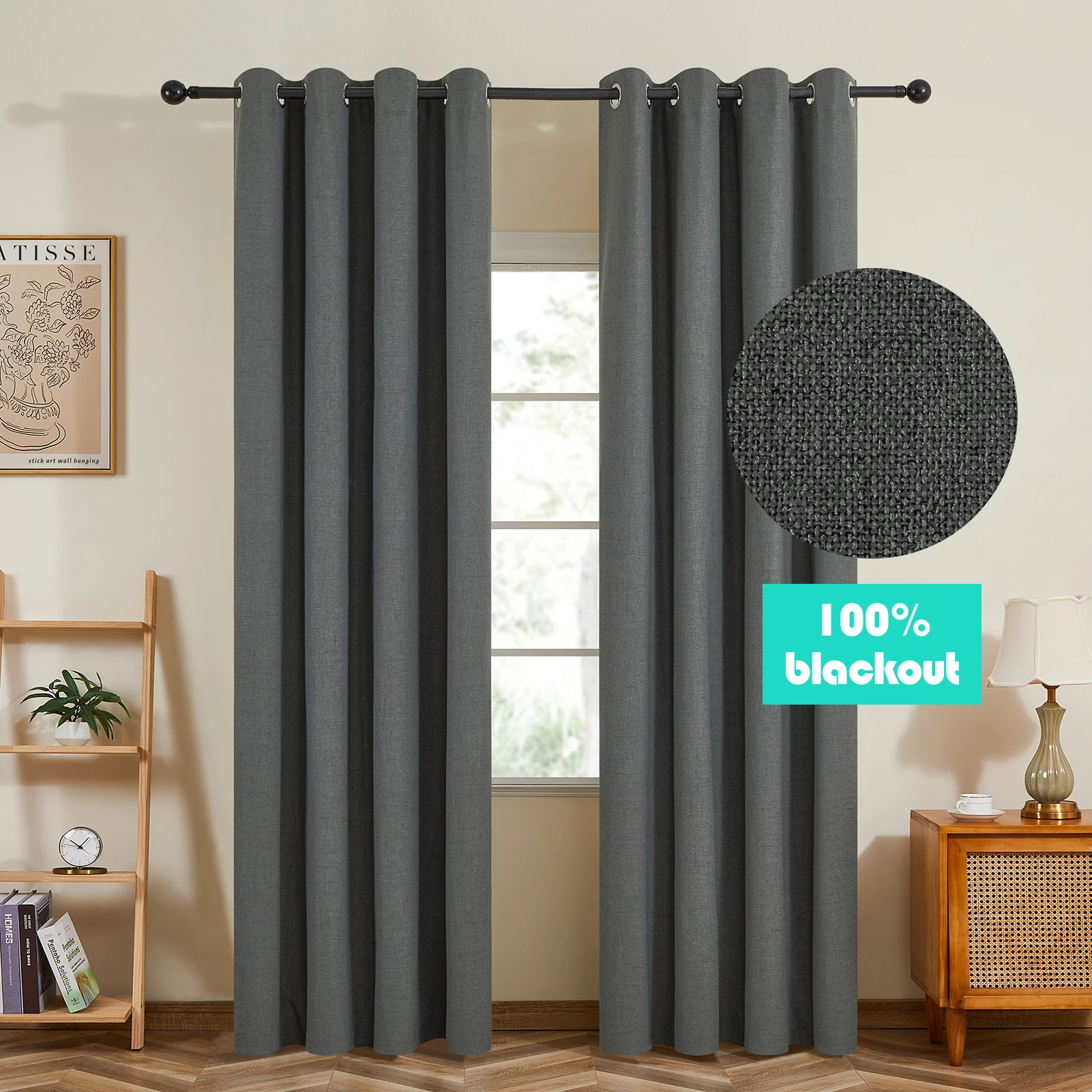 

Grey Thickening Curtain for Bedroom Linen 100% Blackout Curtains for Living Room Window Modern Drapes Cortinas Grommet Custom