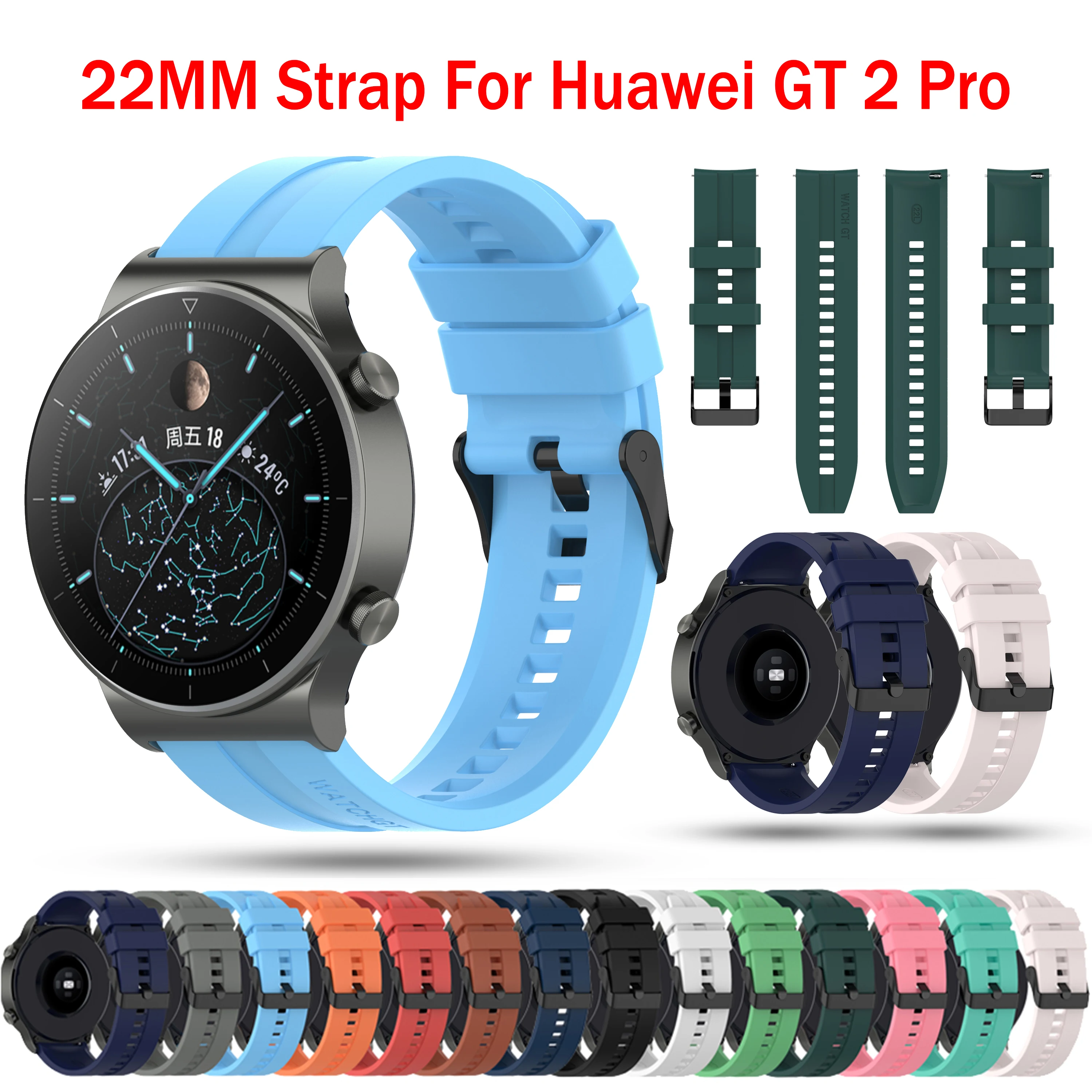 

22mm Silicone Replacement Gt2 Pro Strap Band For Huawei Watch 3 GT Runner GT2 46MM GT2e Sport Watchband Wristband Bracelet Belt