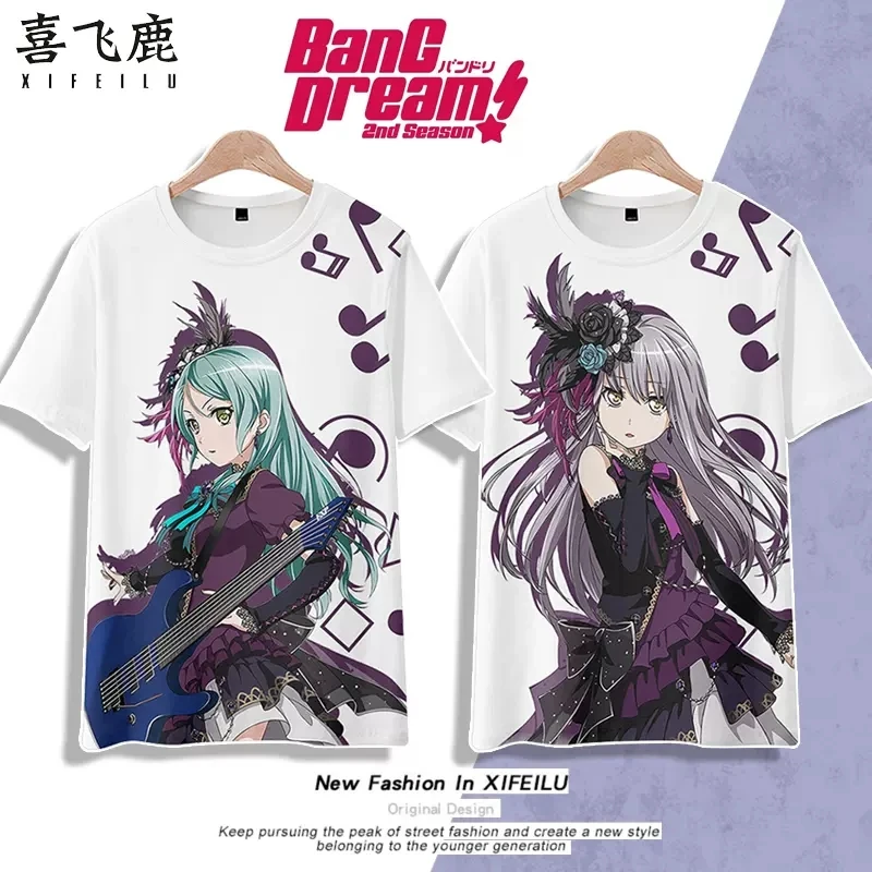 

Anime BanG Dream! Roselia Casual T-Shirt Cosplay Costume Men Women Summer Unisex Loose Short Sleeve Tops