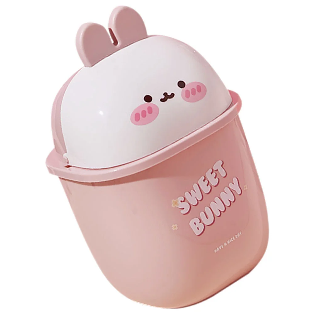 

Trash Bin Lid Mini Can Cute Garbage Desk Rabbit Cans Desktop Waste Table Office