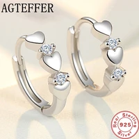 agteffer fashion 925 sterling silver earrings heart zircon small earrings for women jewelry wedding party gifts