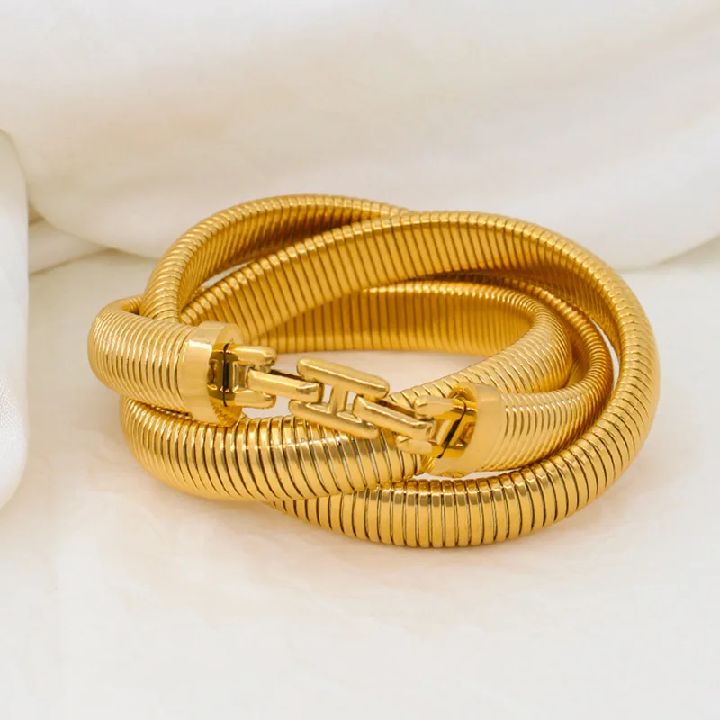 Стильный трехслойный браслет унисекс из нержавеющей стали на запястье с