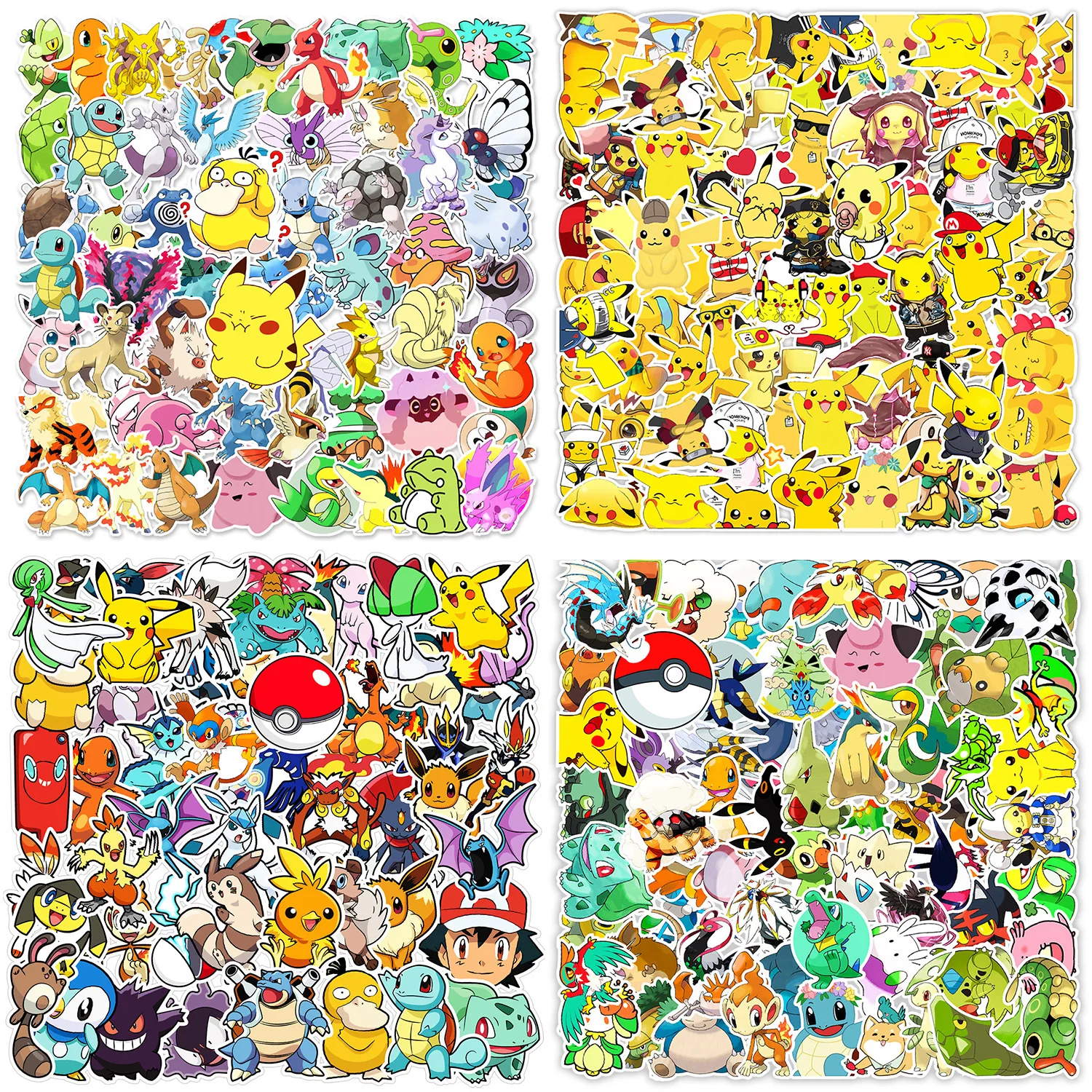 

A Variety of 50 Pokemon Graffiti Stickers Luggage Mobile Phone Skateboard Kettle Flat Pikachu Decorative Stickers Waterproof