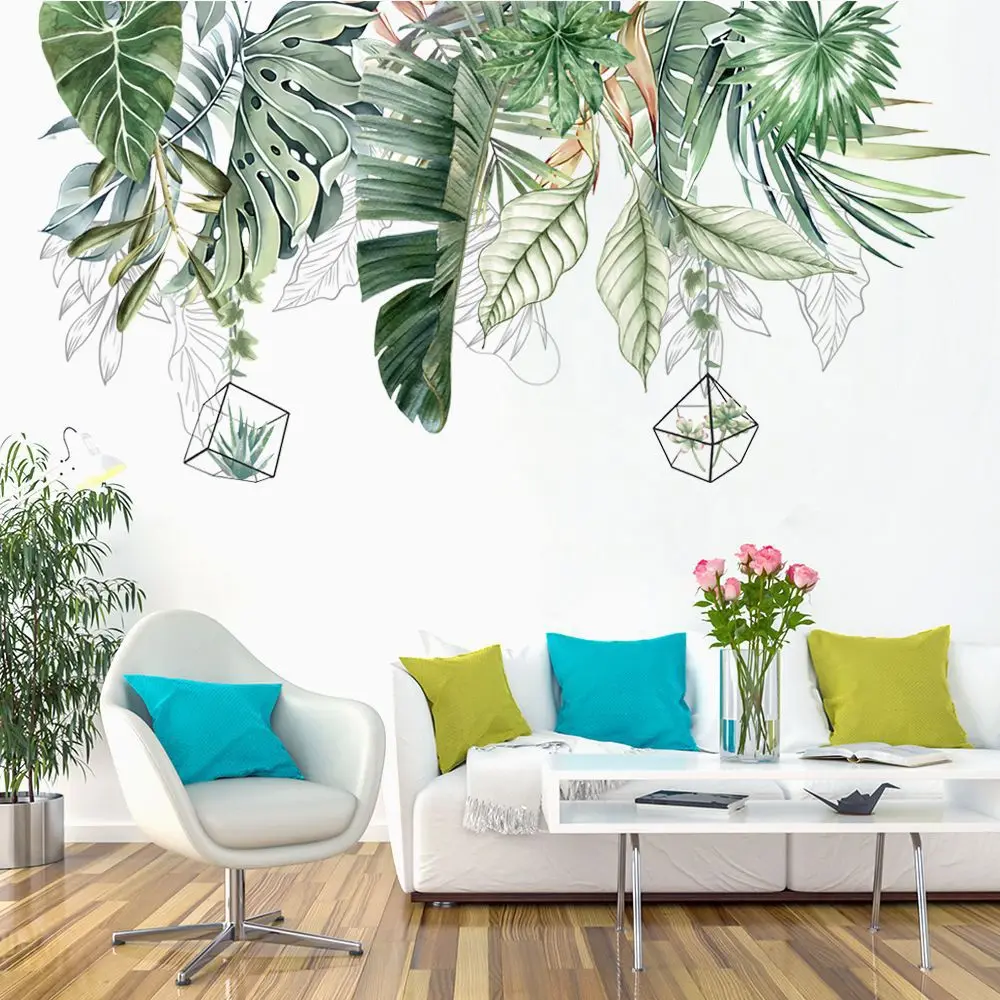 

Tropical Leaves Wallpaper Green Leaves Decoration Leaf Pattern Wallpaper Green Wall Sticker Living Room Bedroom Background