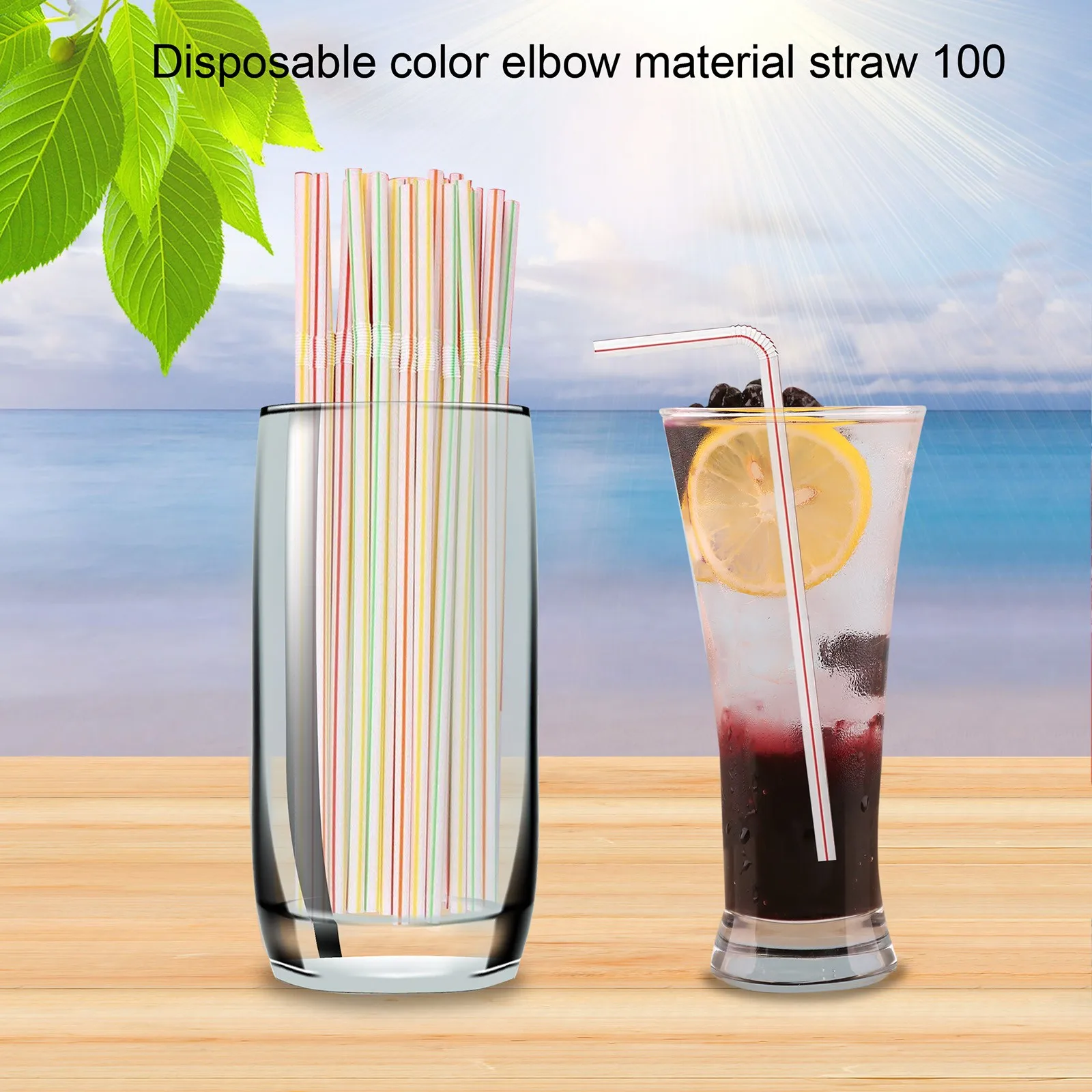 

100PCS Disposable Elbow Material Straws Juice Drink Milk Tea Straw Random Color Rietjes Plastic Party Multi Colored Rainbow