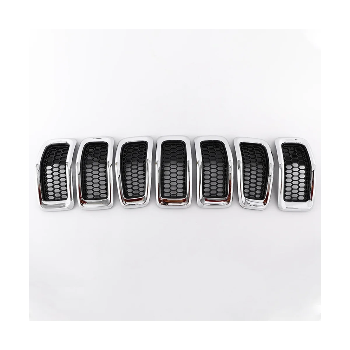 7 шт. сетка для центрального гриля переднего бампера Jeep Cherokee 14-18 (Серебристая)