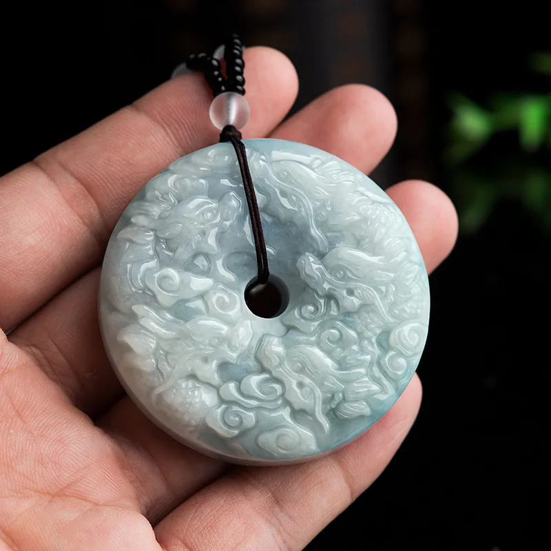 

Burmese Jade Dragon Pendant Designer Jadeite Natural Jewelry Gemstones Charm Necklace Luxury Green Gemstone Vintage Emerald