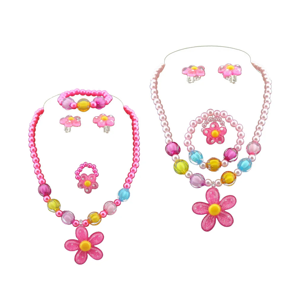 

2 Set Kids Jewelry Set Bracelet Kids Costume Jewelry Set Five Piece Suit Jewels Kids Pretend Beaded Necklaces