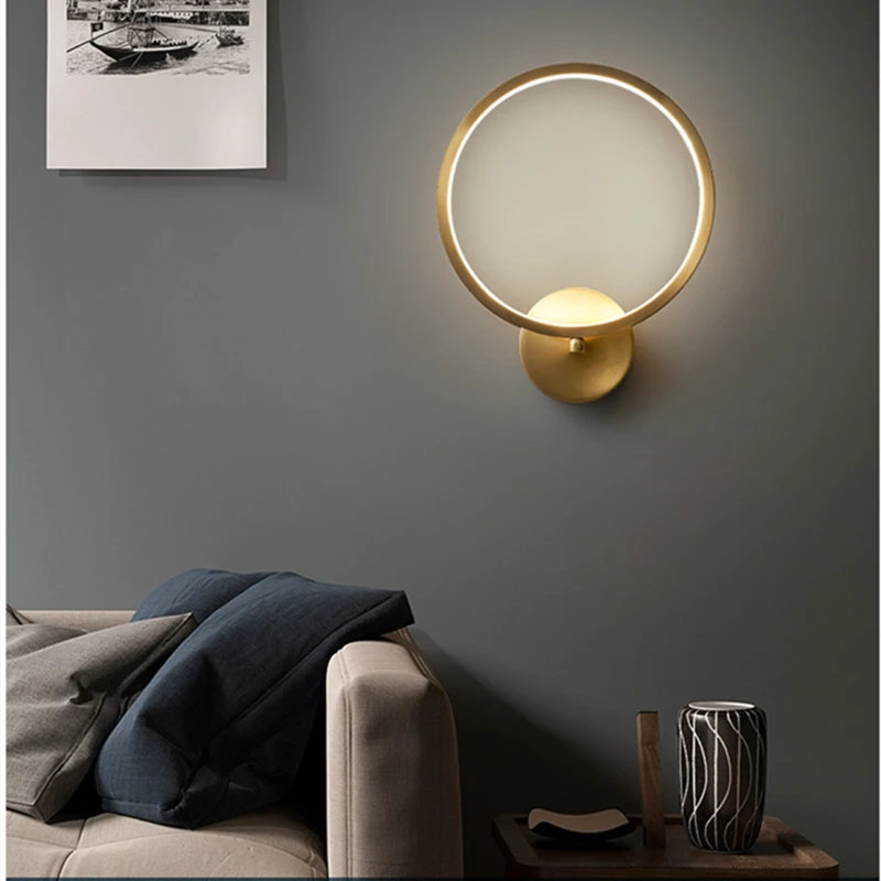 Modern Round Creative Wall Light LED Metal Luxury Lights Bedroom Living Room Bedside Background  Decor Restaurant Aisle Sconce