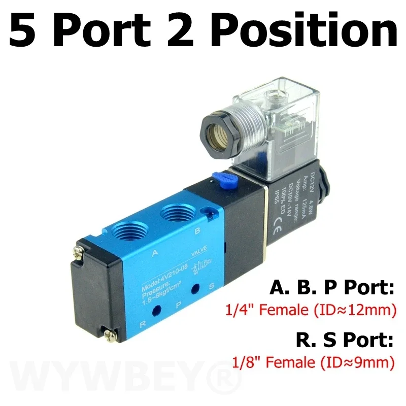 

Электрический пневматический клапан WYWBEY 5-ходовой 12В 24В 220В 6/8/10мм