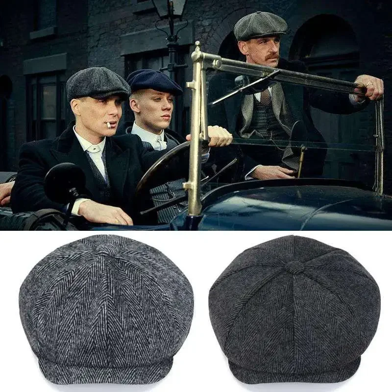 

Men Newsboy Hat Beret Herringbone Gatsby Hats Street Caps Peaked Octagonal Brim Caps Winter Spring Vintage British Berets