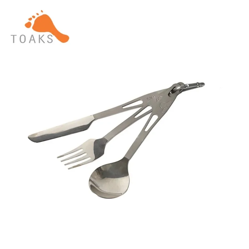 TOAKS Титановый набор столовых приборов из 3 предметов полуполированная посуда для