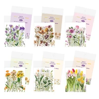 40pcsa pack of flower stickers waterproof transparent pet bullet journal luggage diy tulip violet stickers wholesale