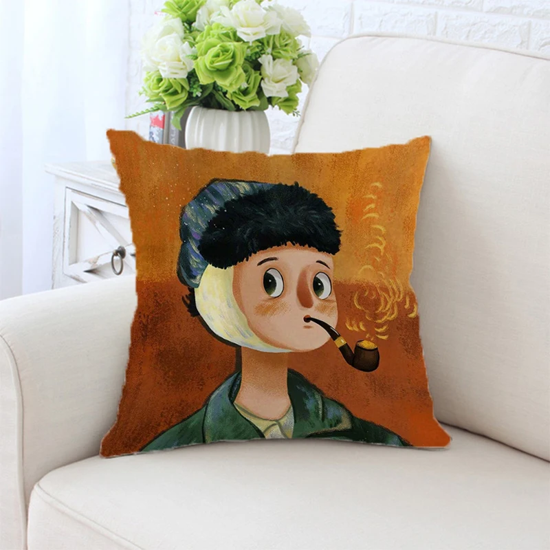 

Body Pillow Cover Car Sofa Q Edition Famous Painting Pillowcases for Pillows Cushion Covers 45*45 Short Plush 45x45 Cushions Bed