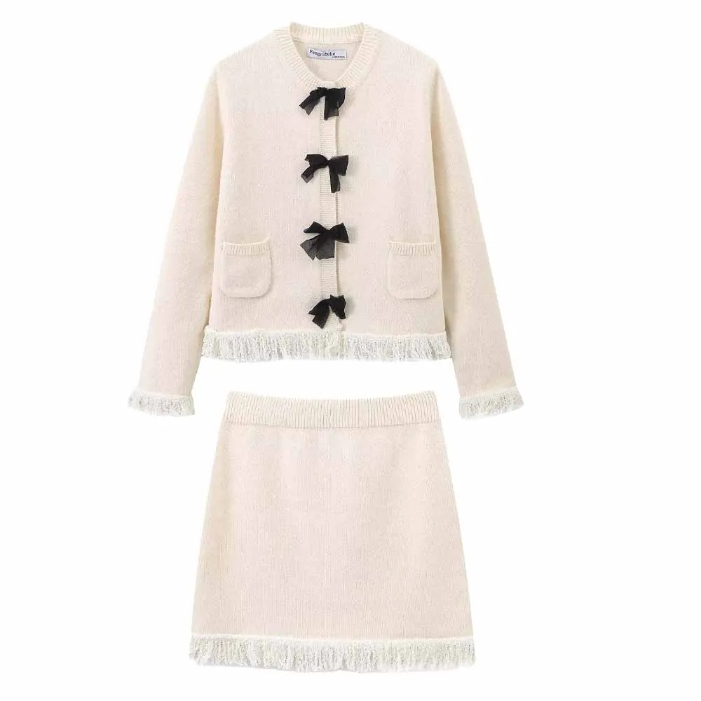 Женское 2024 новое модное повседневное короткое вязаное пальто с круглым вырезом и