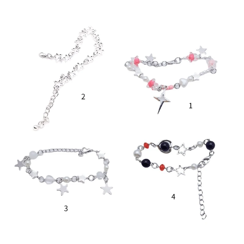 

Five-Pointed Bead Bracelet Bohemian Crystal Bead Wristband Christmas HandChain Pendant Clavicle Chain Ornament 264E