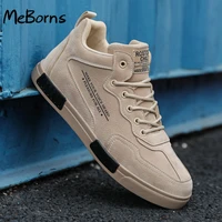 2022 autumn new mens leather casual shoes sneakers khaki fashion vulcanized shoes man luxury brand shoes high top