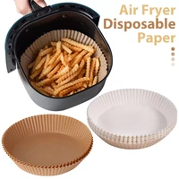 25 50pcs air fryer parchment liners disposable perforated wood pulp papers non stick steaming mat baking utensils for kitchen
