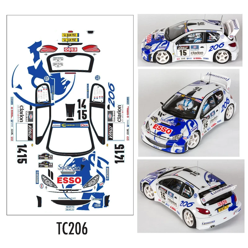 1/10 Rc Car Toys 206 Rally Car Body Shell With 3D Tail Wing Transparent PC Housing enlarge