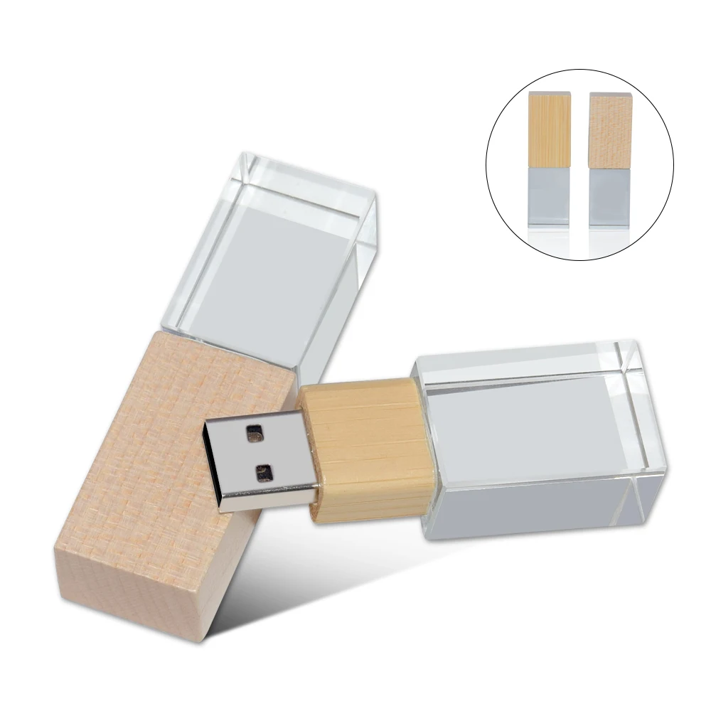 

Creative Wooden Crystal 2 IN 1 USB 2.0 Memory flash Stick Pendrive 8GB 16GB 32GB 64GB 128GB Memory stick cle usb
