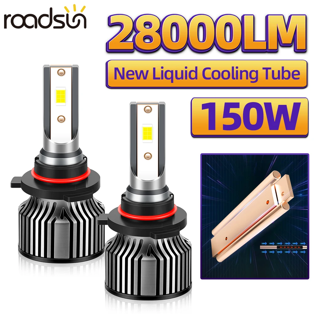 9005/HB3 Лампы для фар 9006/HB4 H1 H4 H7 H11 H13 Новая трубка охлаждения жидкости 28000LM 150W Power CSP