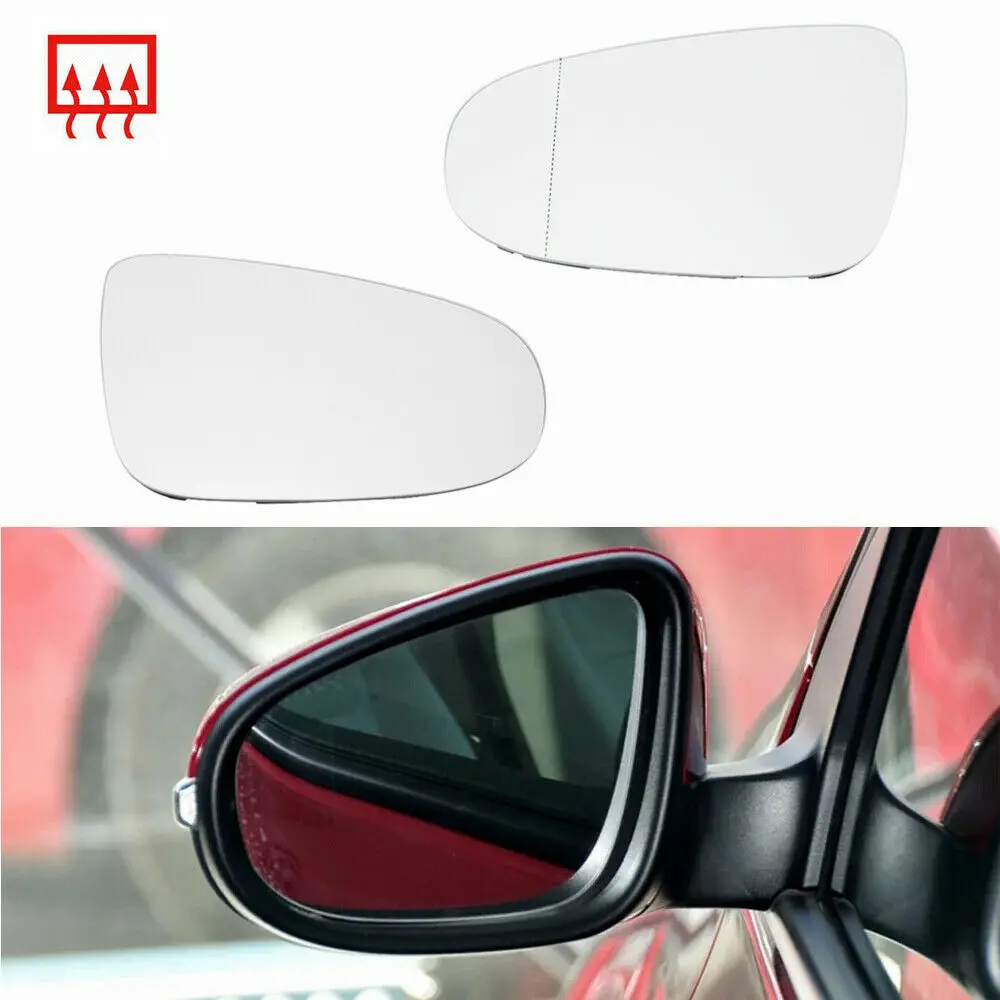 

Pair Wing Mirror Heated Mirror Glass for Volkswagen VW Golf 6 MK6 GTI 2010 2011 2012 2013 White Front Left Right Side