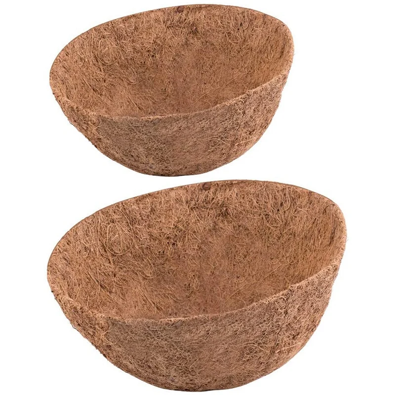 

14 Inch Coco Liner For Planters, 2PCS Round Replacement Plant Basket Liners Natural Coco Fiber Liner For Hanging Basket