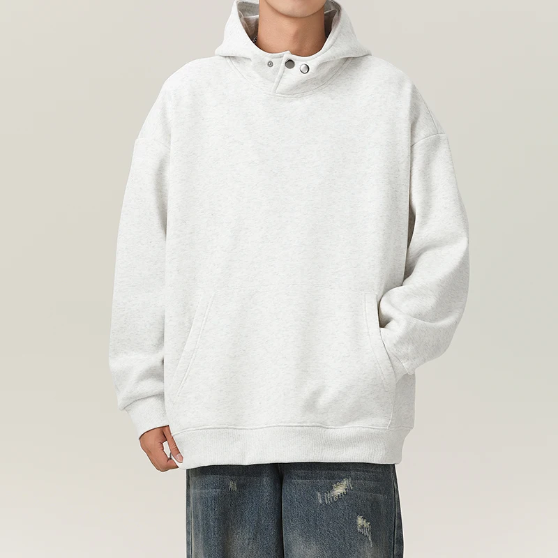 Толстовка мужская с высоким воротником свитшот металлической пряжкой худи в