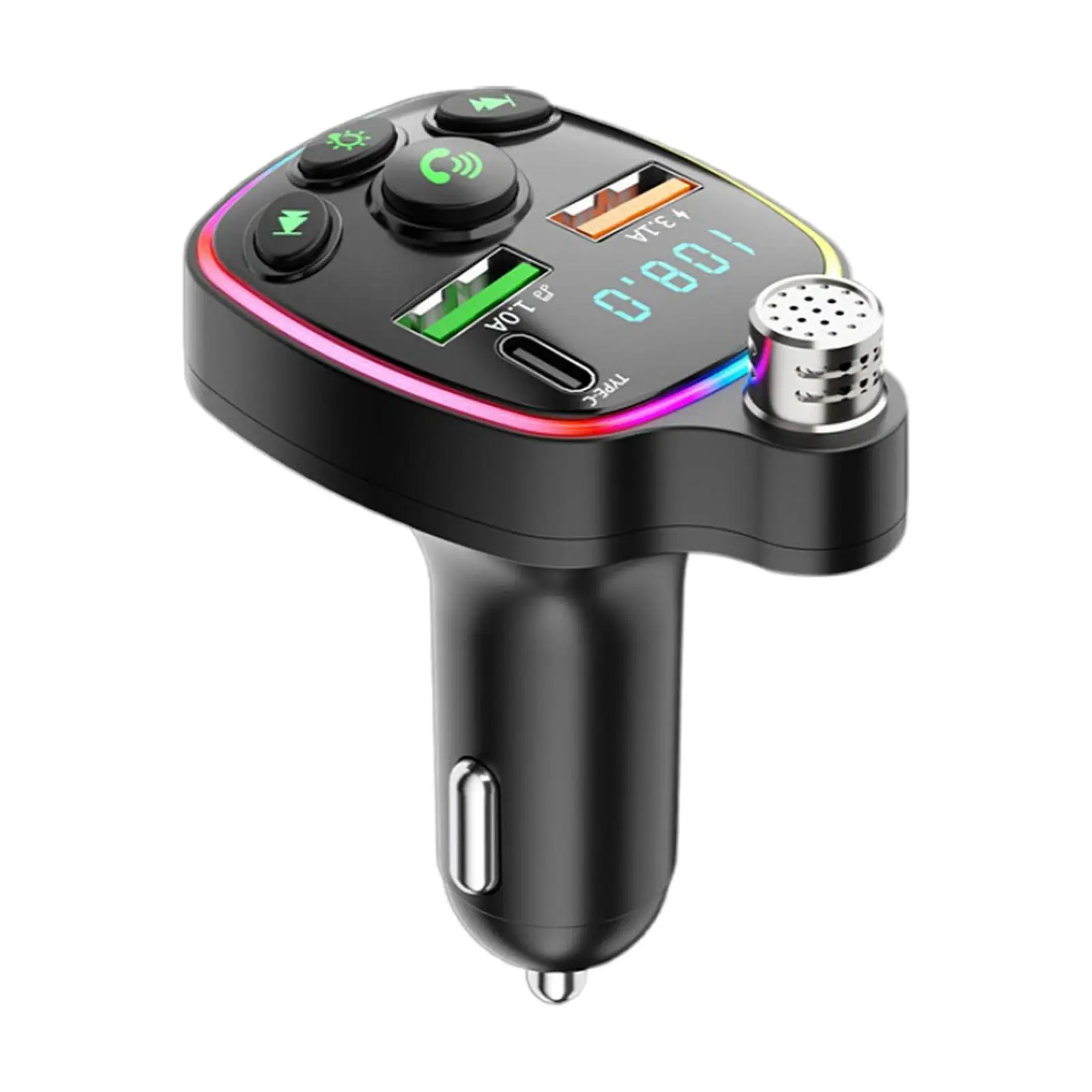 

Car Adapter LED Backlit Cigarette Lighter Support U Disk Portable LED Display Fast Charging MP3 Music Player V5.0 FM Transmitter
