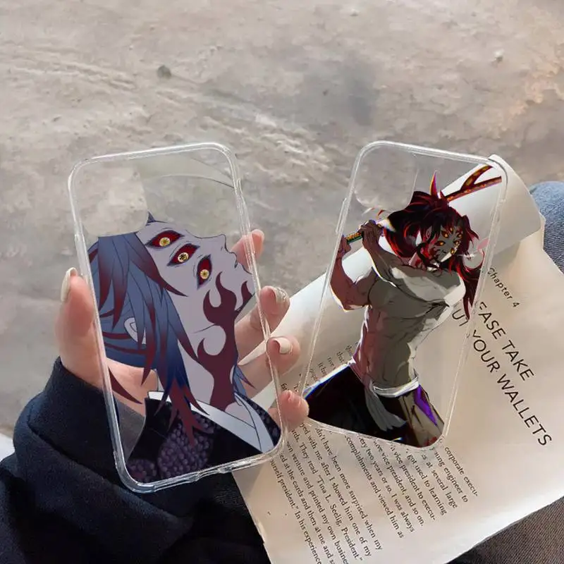

Anime Demon Slayer Akaza Phone Case Transparent soft For iphone 12 11 13 7 8 6 s plus x xs xr pro max mini