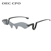 oec cpo fashion rimless sunglasses women brand designer punk personality sun glasses female vintage frameless eyeglass oculos