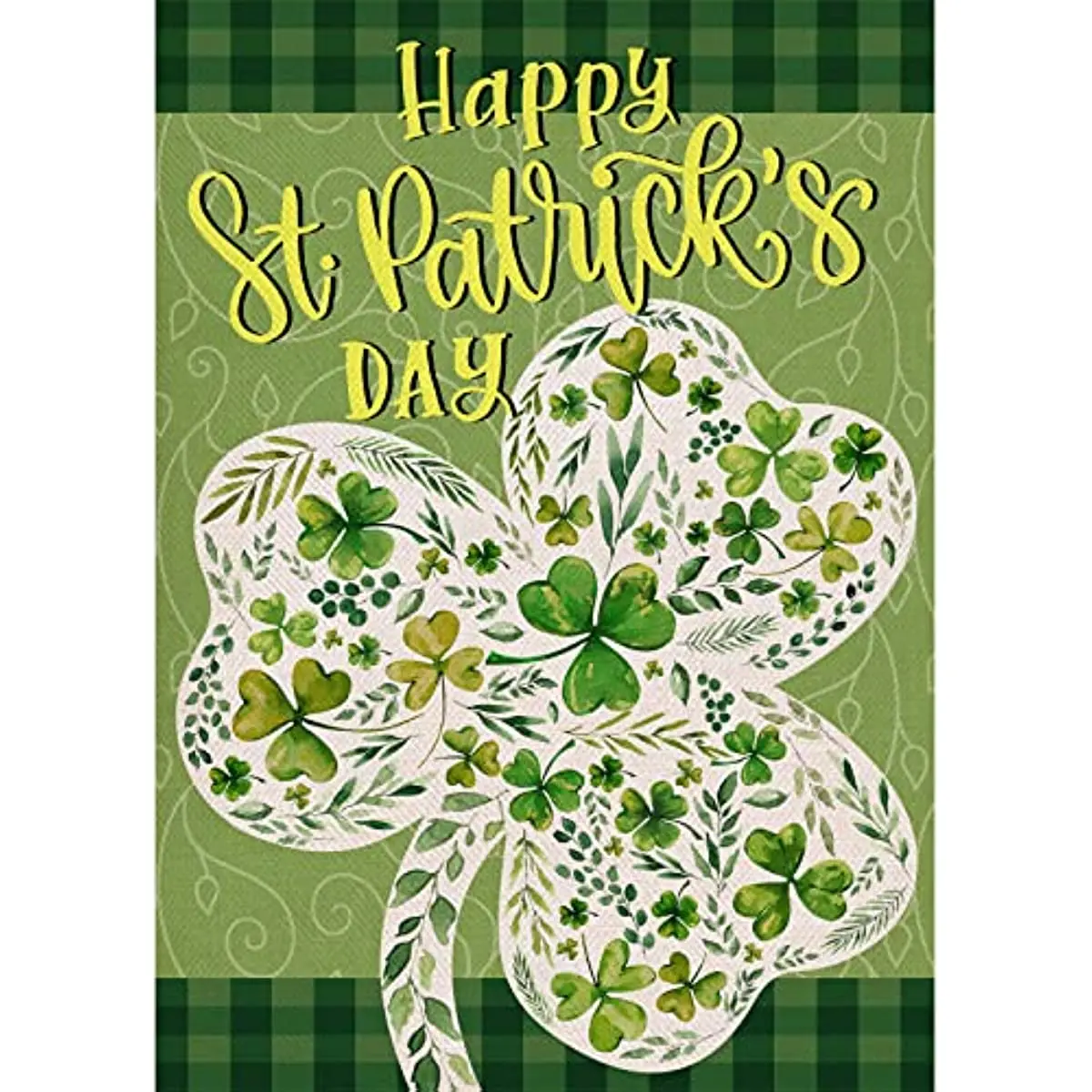 

Happy St. Patrick's Day Shamrock Clover Decorative Burlap Garden Flag, Lucky Luck Home Yard Small Outdoor Decor