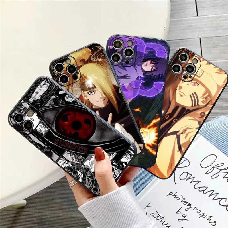 

Japan NARUTO Anime Phone Case For iPhone 11 13 12 Pro Max 12 13 Mini X XS XR MAX SE 6 7 8 Plus Back Silicone Cover Soft Black