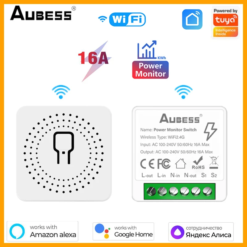 

Tuya Wifi Smart Switch Module 16A Energy Monitor Support 2-way Control Smart Home Automation Work With Alexa Google Home Alice