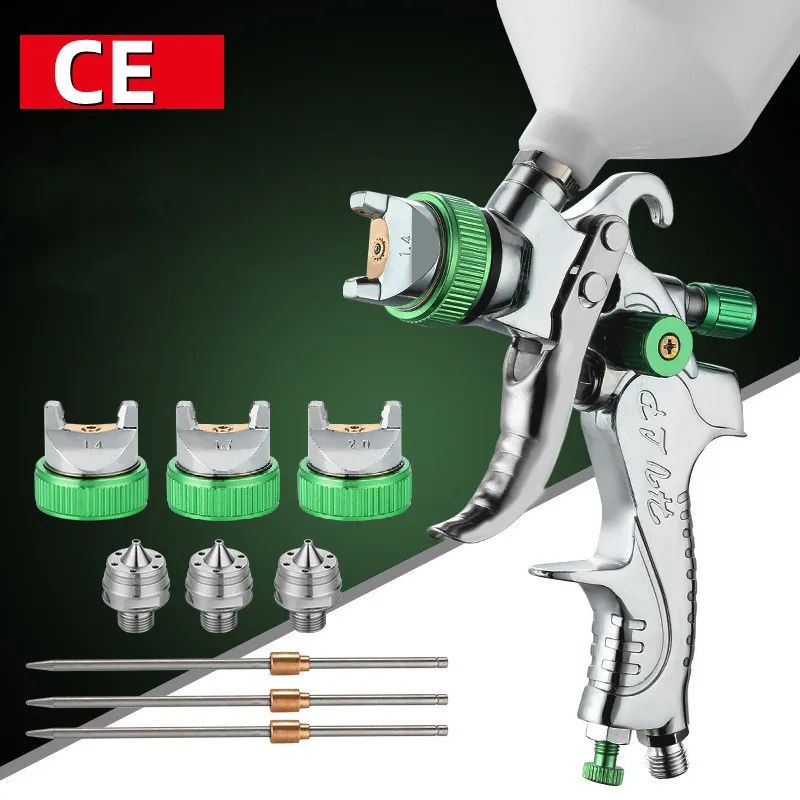 

HVLP High atomization Spray Gun 600ml Cup 1.4Mm 1.7Mm 2.0Mm Gravity Airbrush nozzle needle for Painting Car Furniture Wall