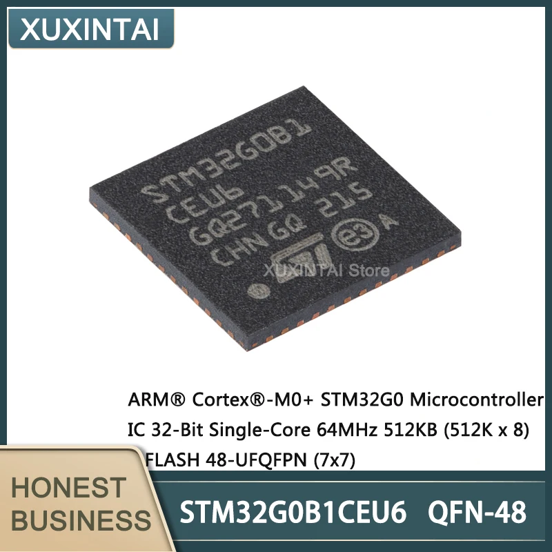 

5Pcs/Lot New Original STM32G0B1CEU6 STM32G0B1 QFN-48 Microcontroller IC 32-Bit Single-Core 64MHz 512KB (512K x 8) FLASH