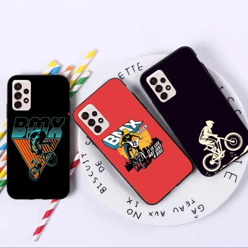 Bike Cell Phone Case For Samsung A91 A81 A73 A72 A71 A30s A20 A12 A13 A52 A53 4g 5g Black Soft Phone Cover Funda