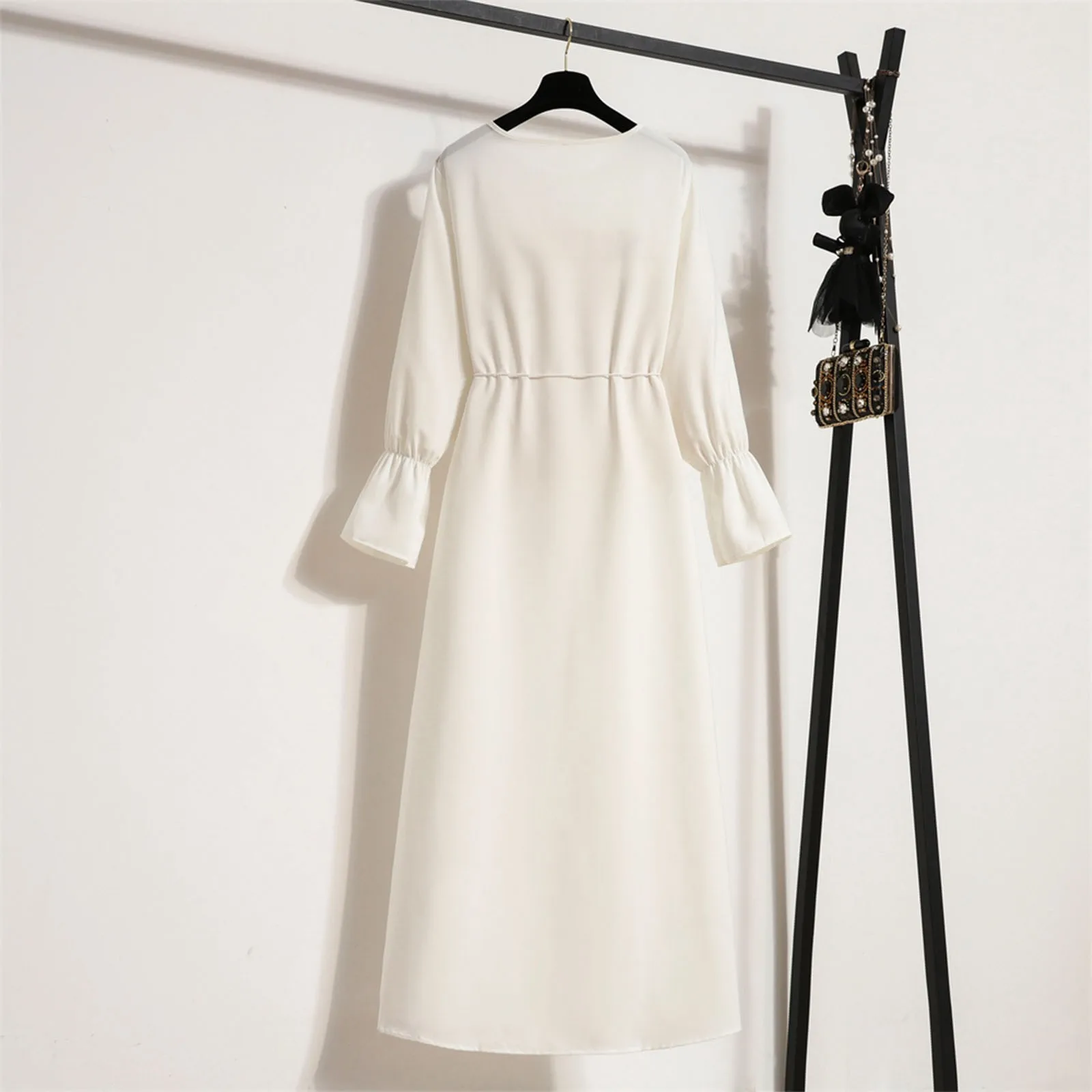 

Women's Fall Casual Dress Printed Round Neck Long Sleeve Sleeveless Dress Casual Wear Dresses for Women Summer Midi Dress Women