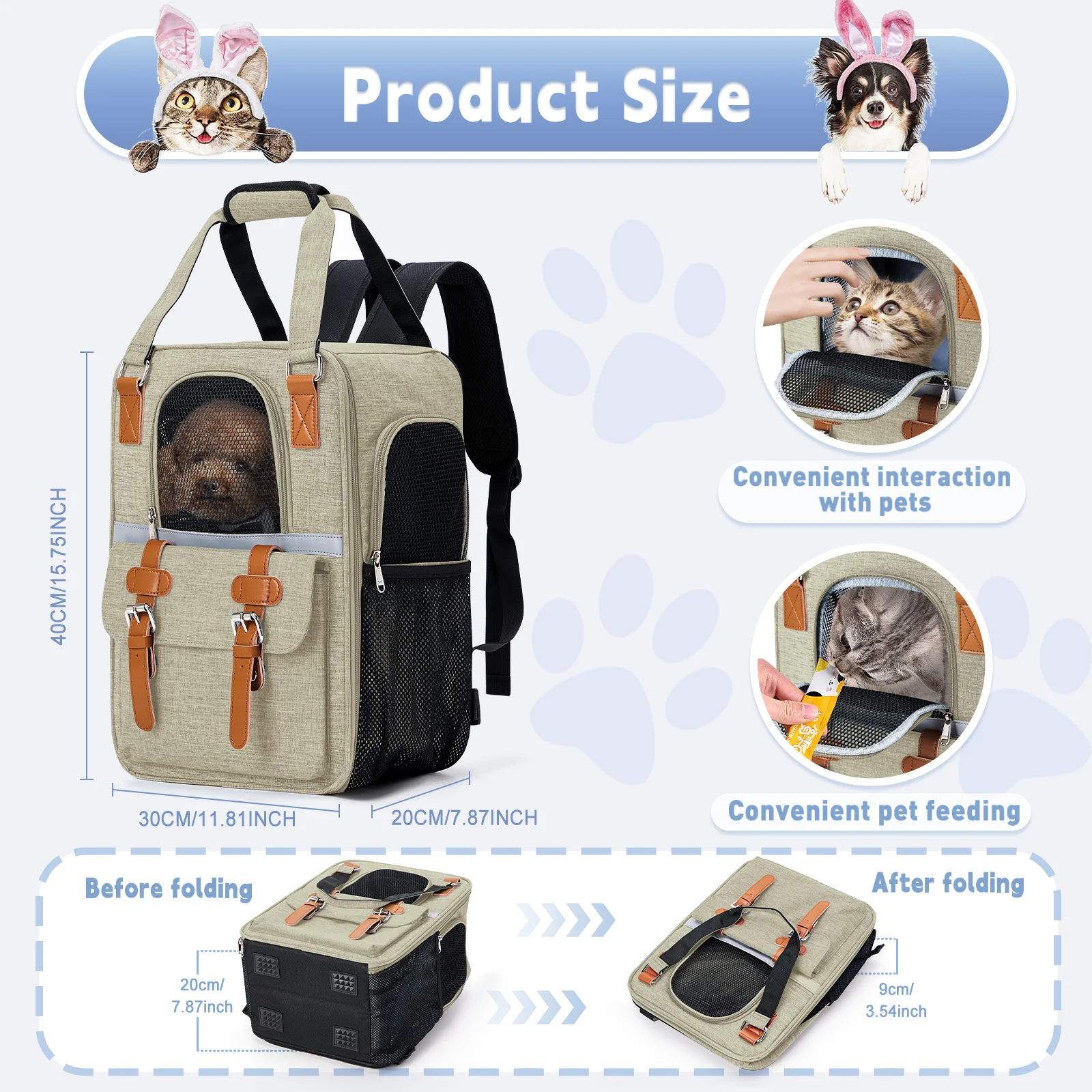 Складной Дышащий Рюкзак-переноска Для Собак И Кошек — Дорожный Мешок Перевозки