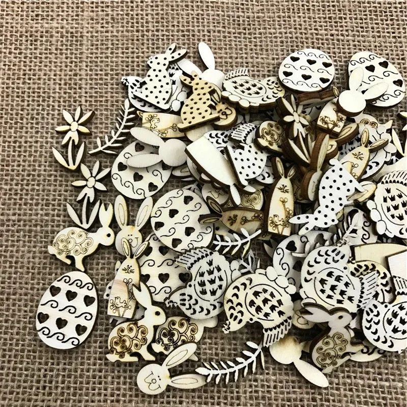 50PCS 25-40MM Mixed Leaf Animal Butterfly Chips Wooden Cutouts Craft Embellishments Scrapbooking Wood Art Wedding Decoration images - 6